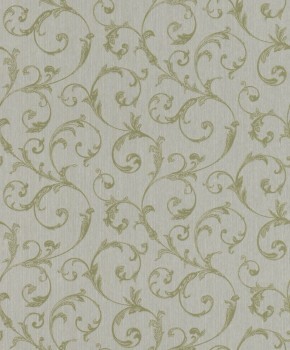 non-woven wallpaper tendril pattern gray and green 88891