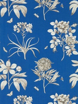 verschiedene Blumen blau Papiertapete Sanderson - One Sixty DOSW217053
