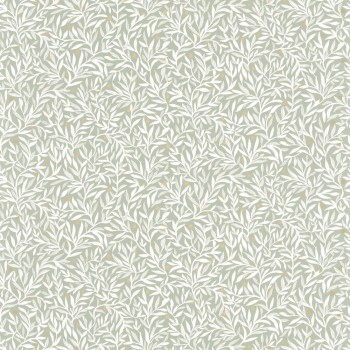 leafy tendrils with gold luster non-woven wallpaper sage green Caselio - Escapade Texdecor EPA102347061