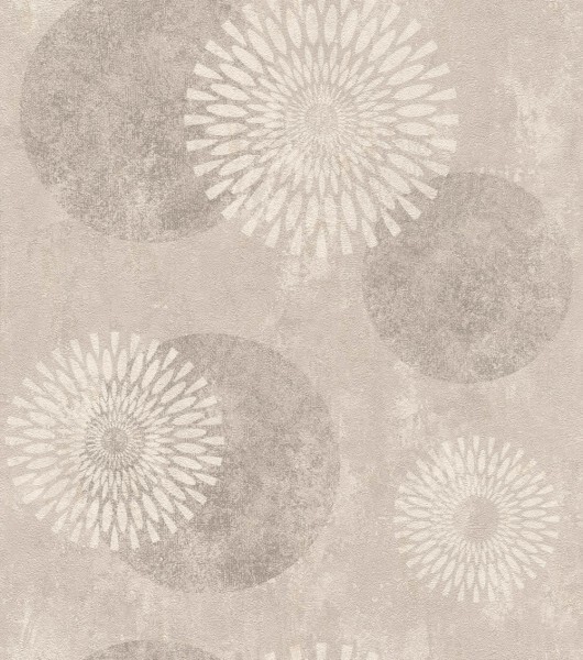 Blumen und Kreise hellbraun Vliestapete Rasch Tapetenwechsel 2 651713