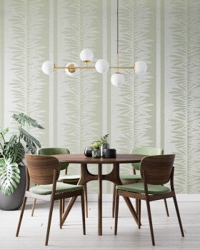 Wide stripes sage green non-woven wallpaper Slow Living Hohenberger 30019-HTM