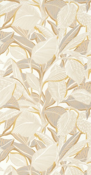 leaf structure wallpaper cream and gold Mediterranee Casadeco MEDI87411149