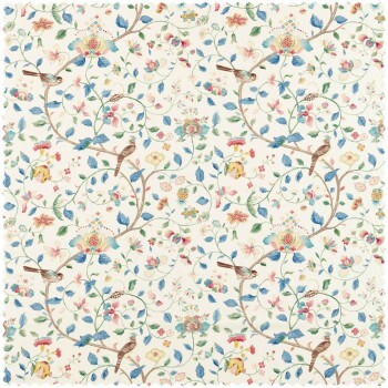 curved branches and flowers cream furnishing fabric Sanderson Arboretum 227066