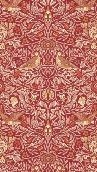 non-woven wallpaper tendrils and flowers red MEWW217195