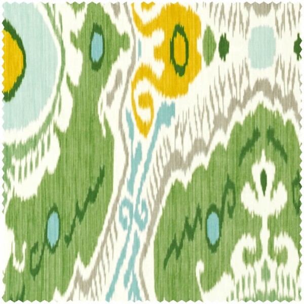 ornament pattern beige and green furnishing fabric Sanderson Caspian DCEF226649