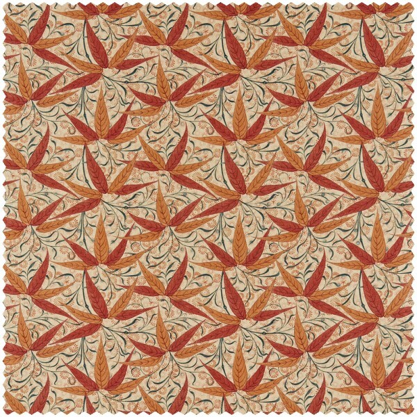 Decoration fabric bamboo leaves and small flowers cream DCMF226720