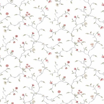 Floral Pattern White and Red Wallpaper Kitchen Recipes Essener G12262