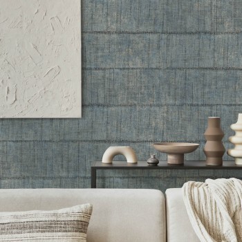non-woven wallpaper thread pattern blue 026742