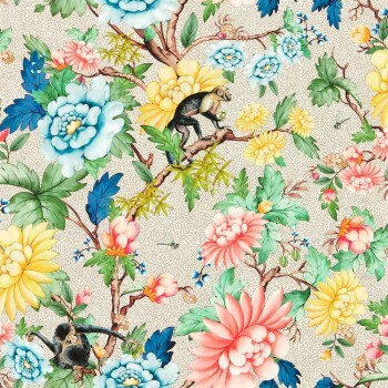 wallpaper flowers and branches cream W0133-01