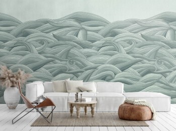Curved Lines Mural Green Crafted Hohenberger 26785