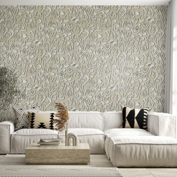 Taupe non-woven wallpaper stylized flower pattern Salt Hohenberger 65330-HTM