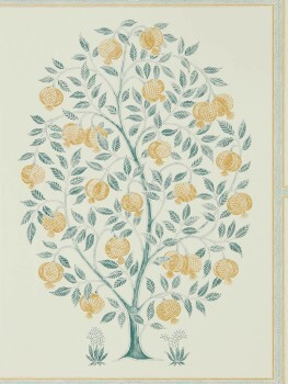 tree motif with border cream non-woven wallpaper Sanderson Caspian DCPW216792