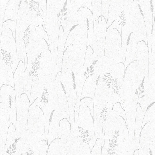 White and Gray Wallpaper Field Grasses Kitchen Recipes Essener G12257