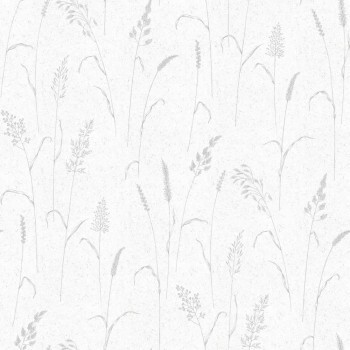 White and Gray Wallpaper Field Grasses Kitchen Recipes Essener G12257