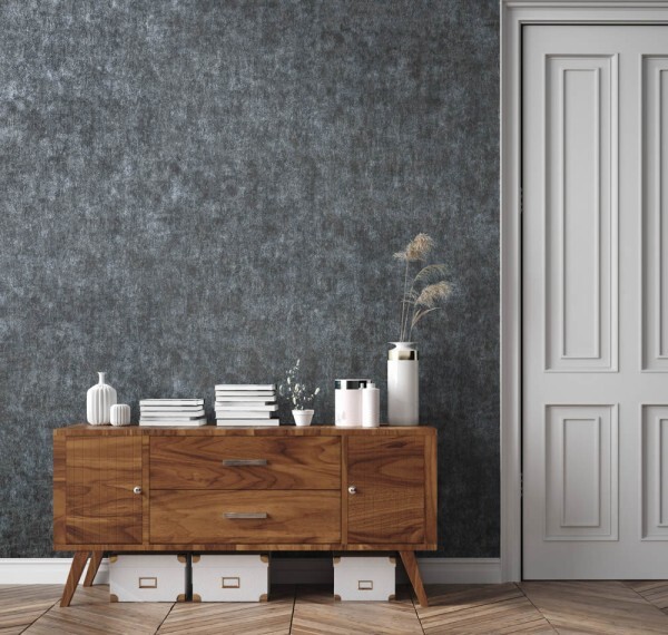 Blue wallpaper plaster look with gloss effects Feel Hohenberger 64939-HTM