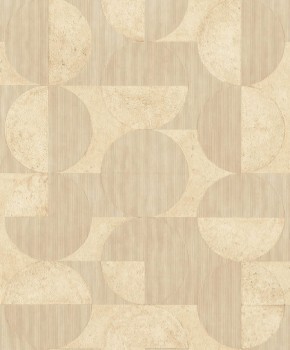 lines, circles and semicircles light brown non-woven wallpaper Concrete Rasch 521344
