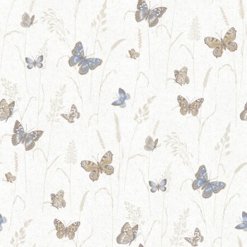 Butterfly Pattern Wallpaper Blue and Taupe Kitchen Recipes Essener G12252