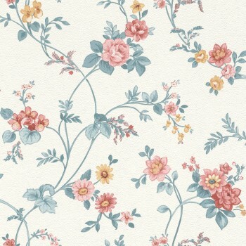 white non-woven wallpaper large and small flowers Petite Fleur 5 Rasch Textil 288307