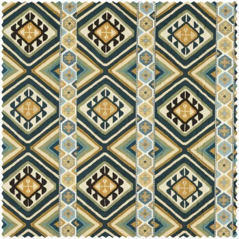 Furnishing fabric diamond pattern and stripes yellow MEWF237307