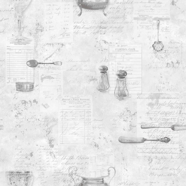 Handwritten Recipes Wallpaper Gray Kitchen Recipes Essener G12293