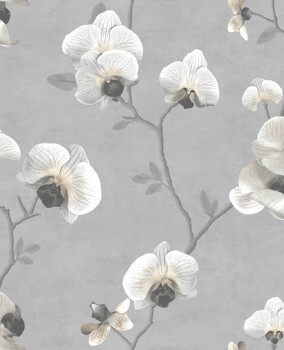 Gray and cream non-woven wallpaper flower optics Malibu Rasch Textil 101427