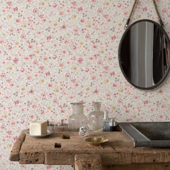Wild summer flower meadow beige and pink non-woven wallpaper Petite Fleur 5 Rasch Textil 288406