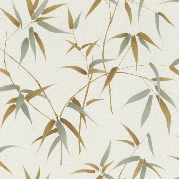 non-woven wallpaper fine bamboo branches and leaves cream 291406