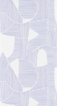 Symmetrical lines white and blue non-woven wallpaper Casadeco - Gallery GLRY86126320