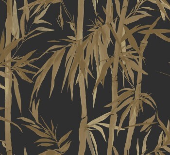 wallpaper bamboo motif black 1521