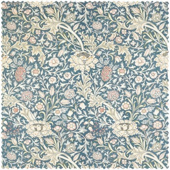 Decoration fabric big flowers and leaves blue MEWF227026