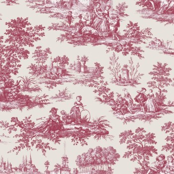 Landscape red and cream non-woven wallpaper Blooming Garden Rasch Textil 084042