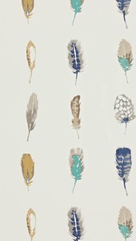 colorful feathers beige non-woven wallpaper Sanderson Harlequin - Color 1 HAMA111075