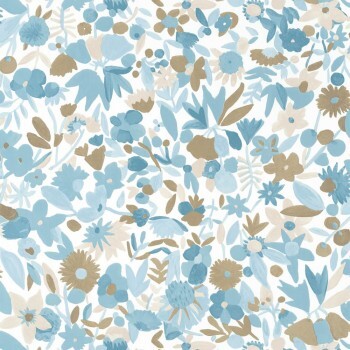 Flower Pattern Blue Wallpaper Caselio - Imagination Texdecor IMG102196027