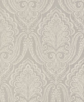 non-woven wallpaper curved leaves gray 88747
