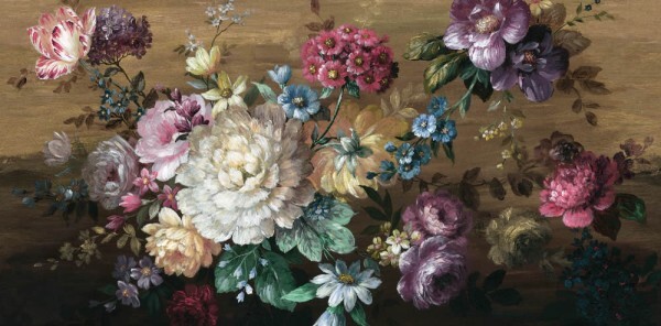 Landhaus Blumen Wandbild mehrfarbig Charleston Rasch Textil 030000