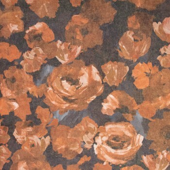 Opulent peony pattern with gold luster pigments black non-woven wallpaper Julie Feels Home Hohenberger 26900-HTM