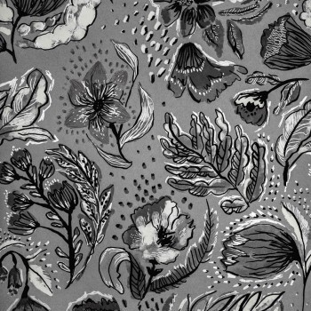 blossoms, twigs and leaves non-woven wallpaper black Pepper Hohenberger 81335-HTM