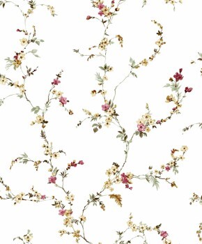 Tapete Blütenranken Landhaus pastellfarbene Blüten weiß 084015