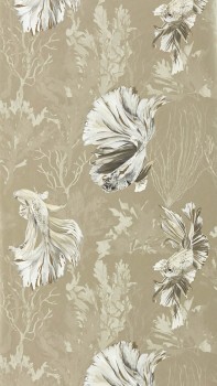 Fish and Coral Light Brown Wallpaper Sanderson Harlequin - Color 1 HTEW112765
