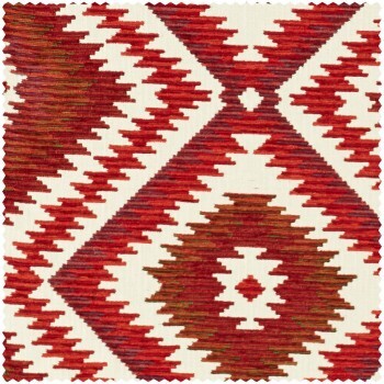 oriental diamond pattern red furnishing fabric Sanderson Caspian DCAC236914
