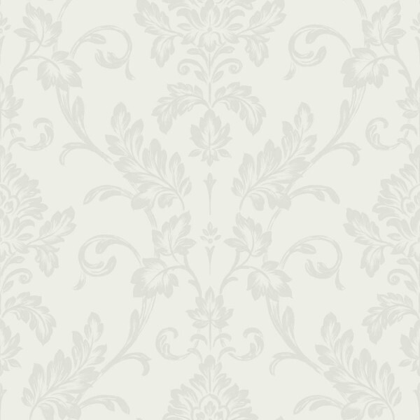 Leaf tendrils wallpaper pearl white Italian Style Essener 21786