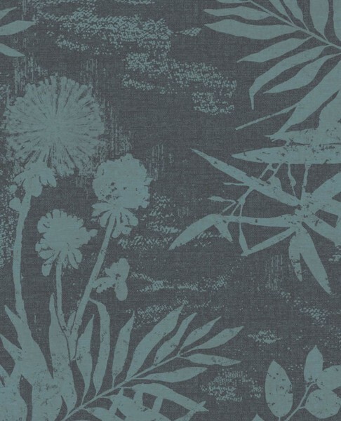 Eijffinger Lino 55-379034 floral pattern petrol non-woven wallpaper