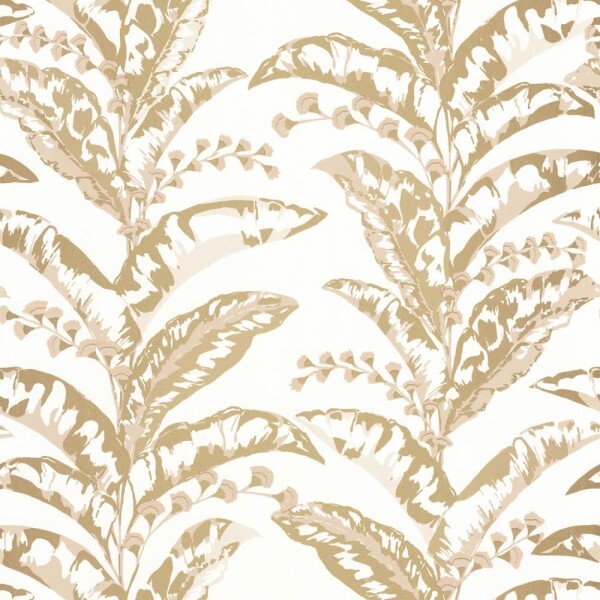 White wallpaper leaf tendrils with gold sheen Caselio - Escapade Texdecor EPA102331235