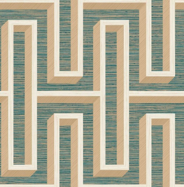 Wallpaper wooden strip motif green and beige 026723