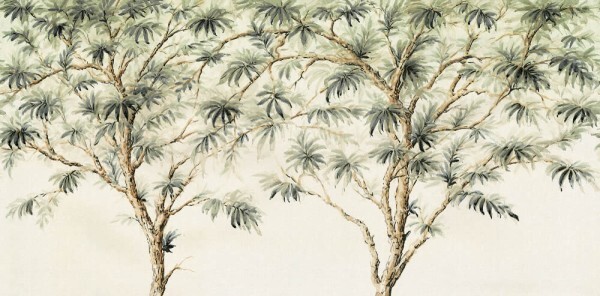 Beiges Wandbild Ländliche Bäume Optik Charleston Rasch Textil 032000