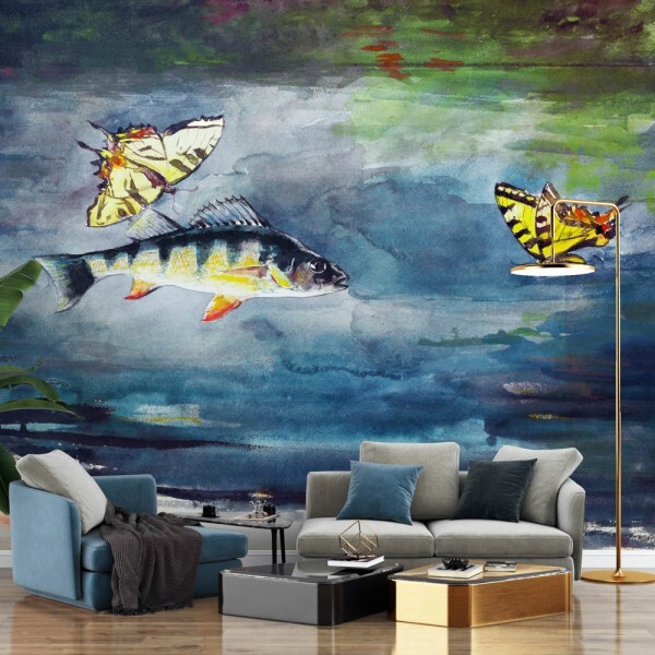 Angler wallpaper mural fish butterflies 27008-HTM GMM Hohenberger