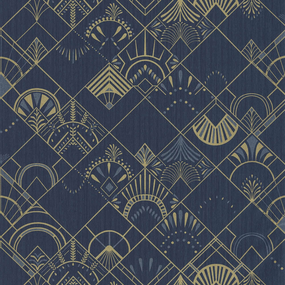 Texdecor Caselio Scarlett 36 Srl100456023 Non Woven Wallpaper Vinyl Pattern Blue Gold Caselio Scarlett Texdecor Brands Tapetenshop Com