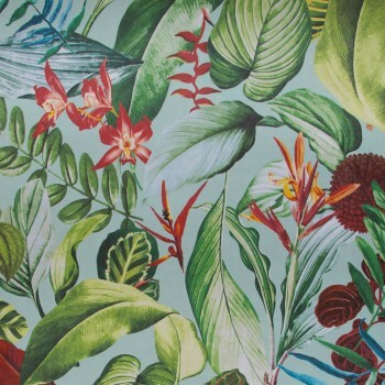 Green and blue non-woven wallpaper jungle motifs Tropical Hohenberger 26741