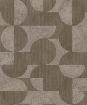 Playful graphic shapes brown non-woven wallpaper Concrete Rasch 521368