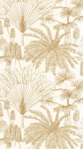 Tropical plants white non-woven wallpaper Caselio - Moonlight 2 Texdecor MLGT104330233
